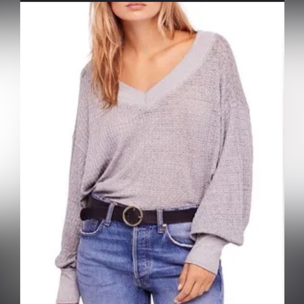Free People Southside Oversized Thermal Light Purple Size S